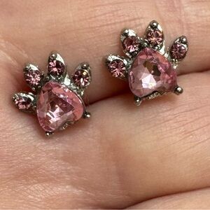 Pink Paw Heart Earrings 5/$25